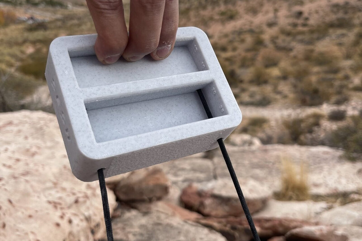 Sesh 3D-printed training block on the rock